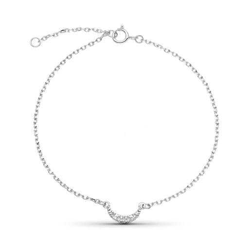 [P9KP1924-OB] 9K PULSERA ORO BLANCO LUNA DIAMANTES 0.034 CTS 18 CM REDUCCION A 16 CM