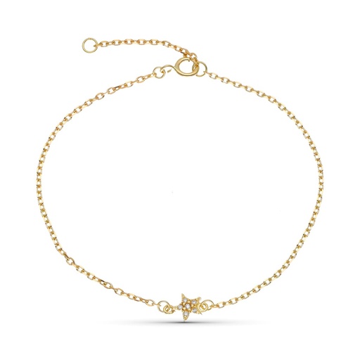 [P9KP1925-OA] 9K PULSERA ORO AMARILLO 19 CM ESTRELLA LUNA DIAMANTES 0.033 CTS 18 CM -16 CM