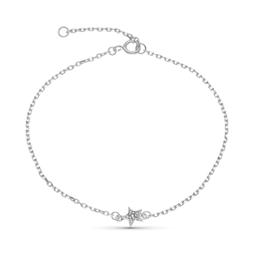 [P9KP1925-OB] 9K PULSERA ORO BLANCO ESTRELLA DIAMANTES 0.033 CTS 18 CM REDUCCION 16 CM