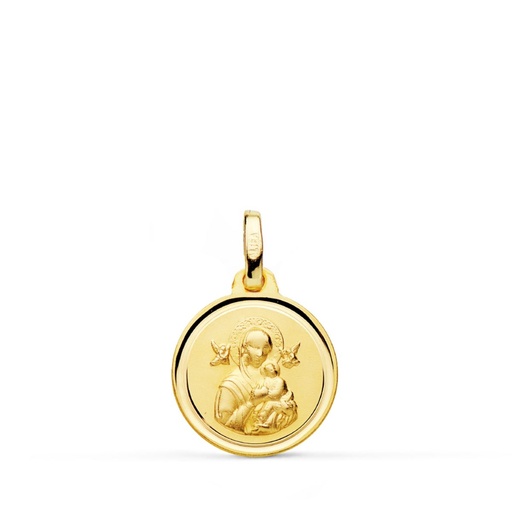 [P9KP2028-1] 9K MEDALLA VIRGEN PERPETUO SOCORRO BISEL 14 MM