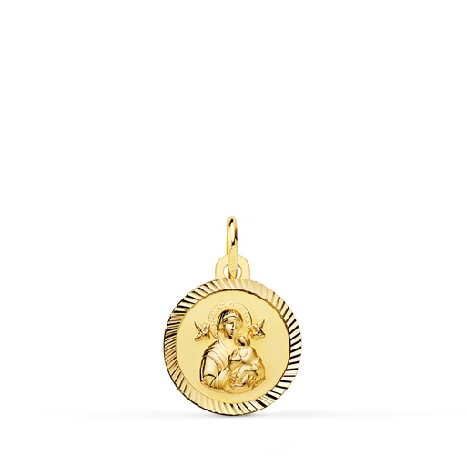 [P9KP2033-2] 9K MEDALLA VIRGEN PERPETUO SOCORRO BORDE HELICE 12 MM