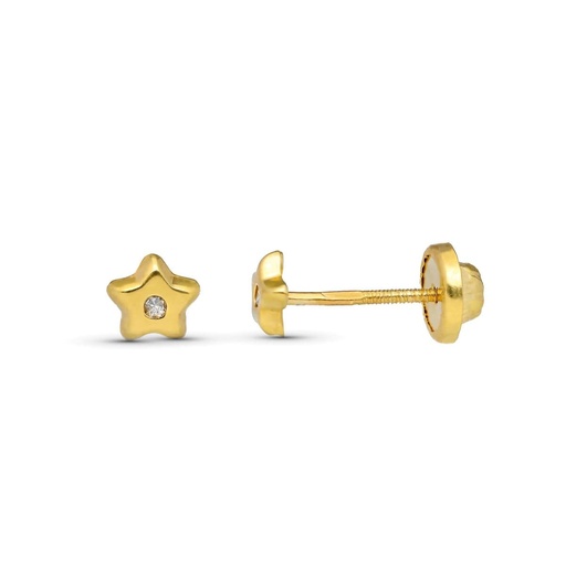 [P9KP21231-OA] 9K PENDIENTES ORO AMARILLO DIAMANTES 0.02CTS TUERCA SI-H