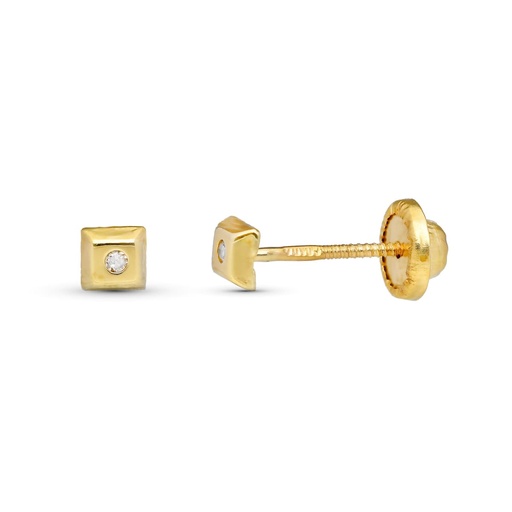 [P9KP21235-OA] 9K PENDIENTES ORO AMARILLO DIAMANTES 0.02K TUERCA SI-H