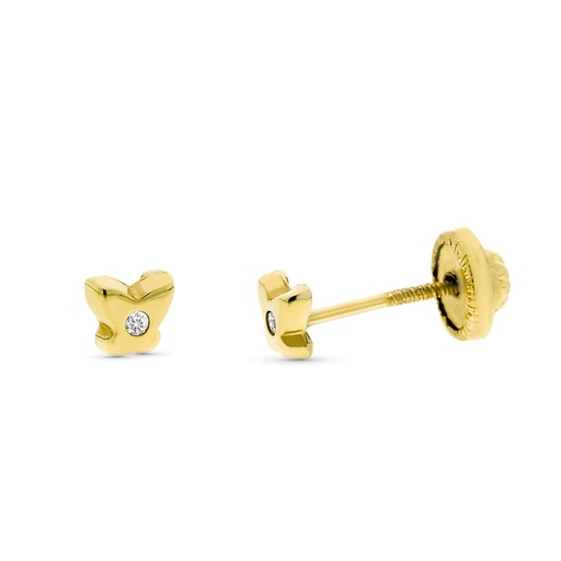 [P9KP21369-OA] 9K PENDIENTE MARIPOSA BRILLANTE 0.02 CTS TUERCA 4 MM