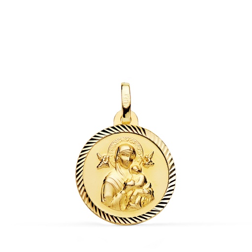 [P9KP3008-218] 9K MEDALLA VIRGEN PERPETUO SOCORRO BORDE HELICE 18 MM