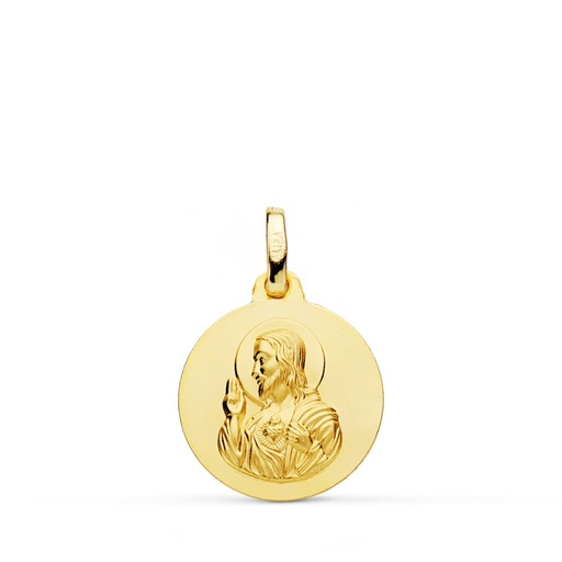 [P9KP5001-014] 9K MEDALLA CORAZON DE JESUS LISO 14 MM
