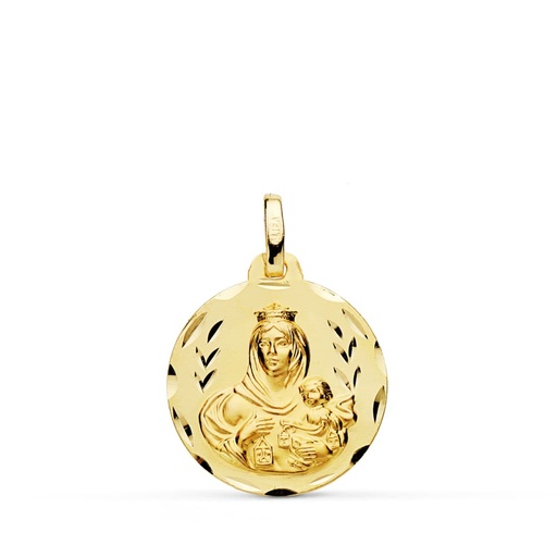 [P9KP5002-318] 9K MEDALLA TALLADA VIRGEN DEL CARMEN 18 MM