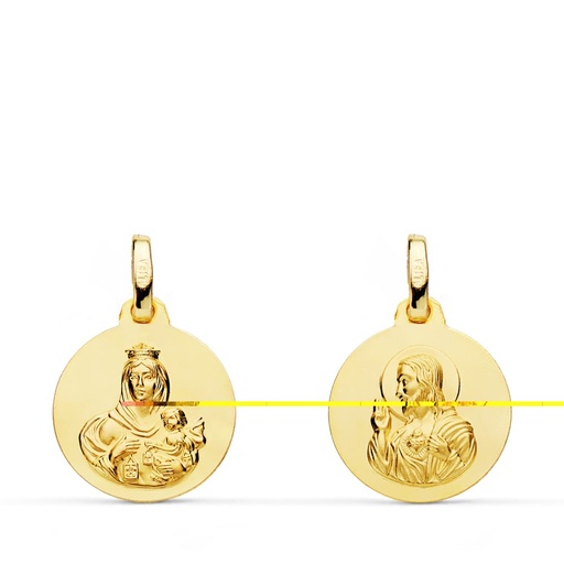 [P9KP5003-014] 9K ESCAPULARIO LISO VIRGEN DEL CARMEN CORAZON DE JESUS 14 MM