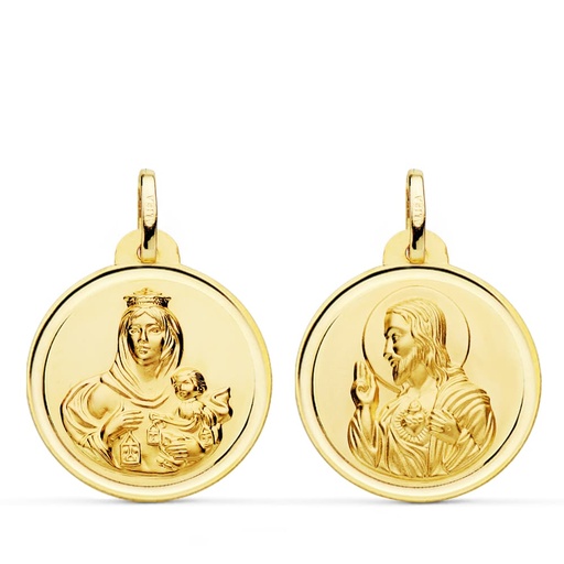 [P9KP5003-122] 9K ESCAPULARIO VIRGEN DEL CARMEN CORAZON DE JESUS BISEL 22 MM