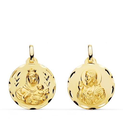 [P9KP5003-318] 9K VIRGEN CARMEN Y CORAZON JESUS 18MM 1.65G