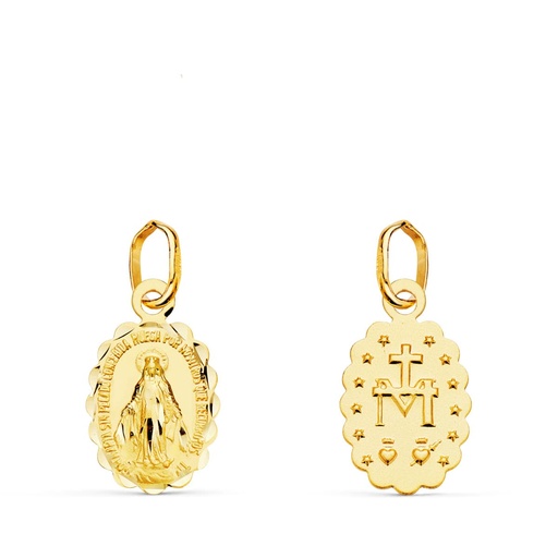 [P9KP6270-312] 9K MEDALLA VIRGEN DE LA MILAGROSA OVAL TALLADA 12X9 MM