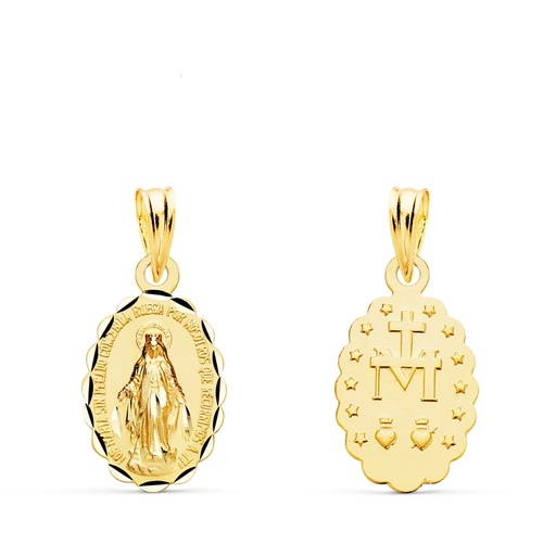 [P9KP6270-315] 9K MEDALLA VIRGEN DE LA MILAGROSA OVAL TALLADA 15X10 MM
