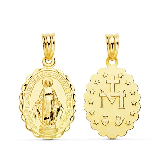 [P9KP6270-320] 9K MEDALLA ESCAPULARIO VIRGEN DE LA MILAGROSA 23X14 MM 1.60 GR