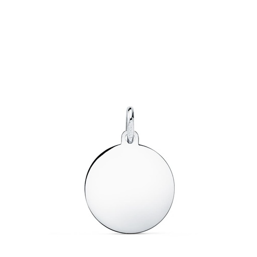 [P9KP6420-016OB] 9K COLGANTE ORO BLANCO DISCO PARA GRABAR EN BRILLO 16 MM