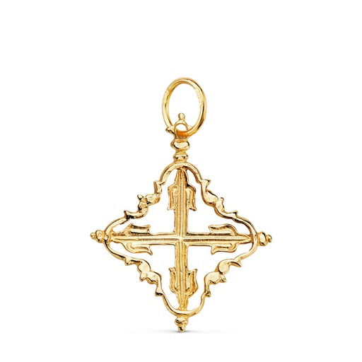 [P9KP676] 9K COLGANTE ORO AMARILLO CRUZ MALLORQUINA 26 X 22 MM