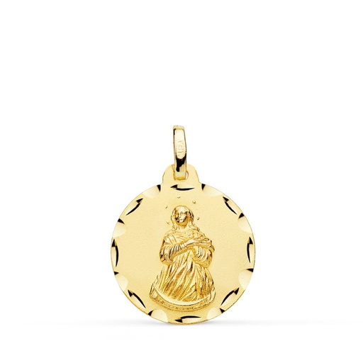 [P9KP8065-318] 9K MEDALLA VIRGEN INMACULADA TALLADA 18 MM