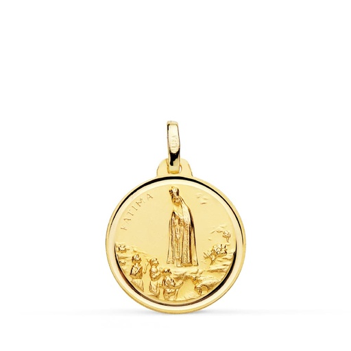 [P9KP8070-118] 9K MEDALLA ORO AMARILLO VIRGEN DE FATIMA BISEL 18 MM