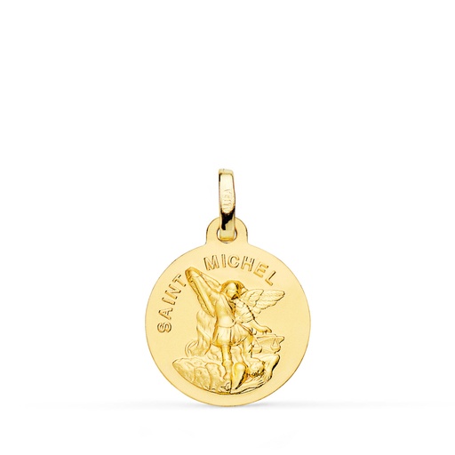 [P9KP8078-016] 9K MEDALLA ORO AMARILLO SAINT MICHEL MATIZADA LISA 16 MM
