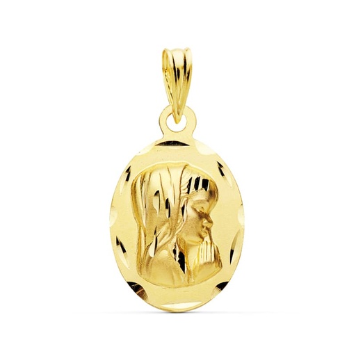 [P9KP9168-320] 9K MEDALLA ORO AMARILLO VIRGEN NIÑA OVAL 21X15