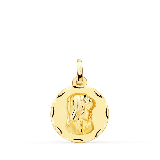 [P9KP9190-316] 9K MEDALLA VIRGEN NIÑA MATIZADA TALLADA 16 MM