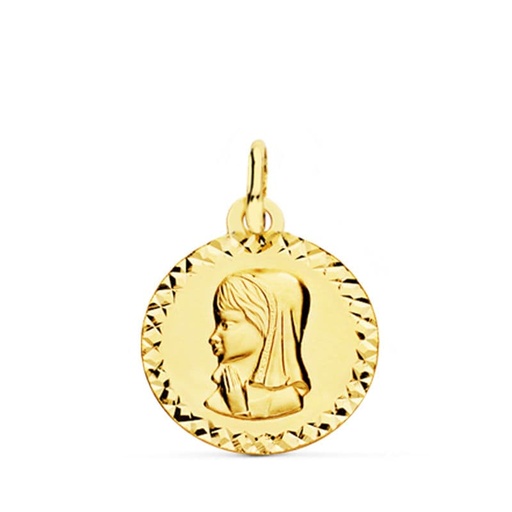 [P9KP9191-916] 9K MEDALLA ORO AMARILLO VIRGEN NIÑA TALLA CRUZADA  16 MM