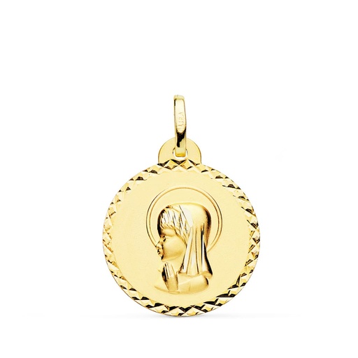 [P9KP9198-920] 9K MEDALLA ORO AMARILLO VIRGEN NIÑA TALLA CRUZADA 20 MM