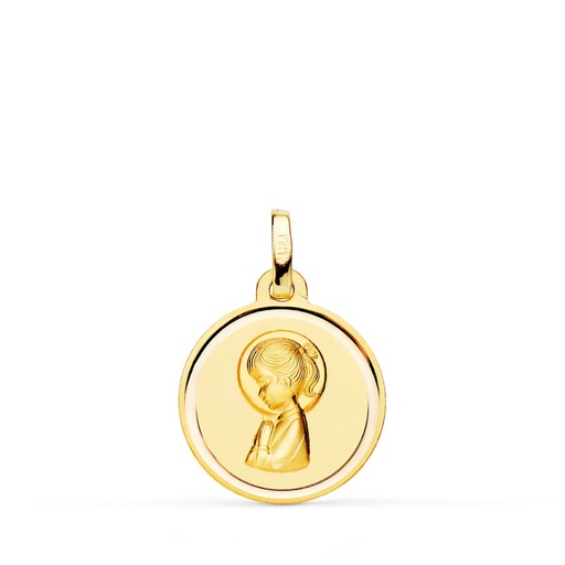 [P9KP9200-116] 9K MEDALLA ORO AMARILLO VIRGEN NIÑA BISEL 16 MM