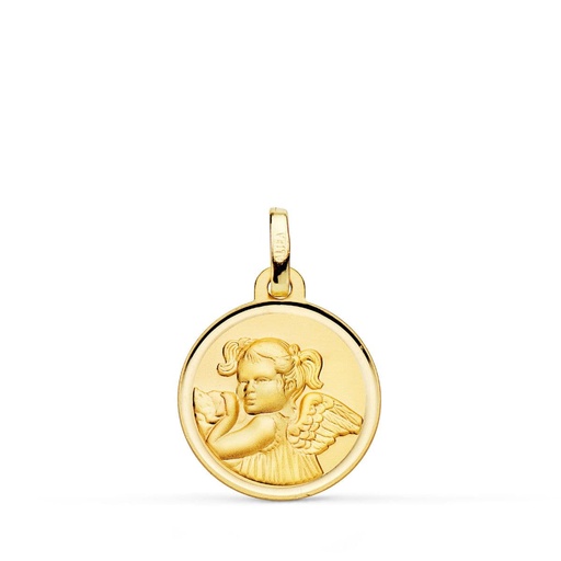 [P9KP9351-116] 9K MEDALLA ORO AMARILLO ANGEL NIÑA REVOLTOSA BISEL 16 MM