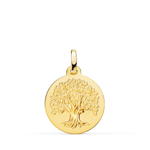 [PP10100-018] 18K MEDALLA ORO AMARILLO ARBOL DE LA VIDA MATIZADA 18 MM