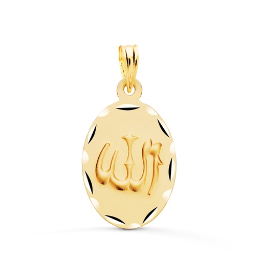 [PP1041] 18K MEDALLA ORO AMARILLO ALA ES GRANDE OVAL TALLADA Y MATIZADA 22X14 MM