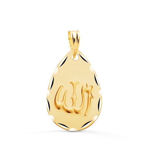 [PP1042] 18K MEDALLA ORO AMARILLO ALA ES GRANDE OVAL TALLADA Y MATIZADA 22X14 MM