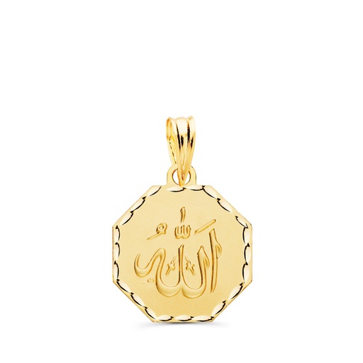[PP1045] 18K MEDALLA ORO AMARILLO ALA ES GRANDE OCTOGONO TALLADA Y MATIZADA 15X15 MM