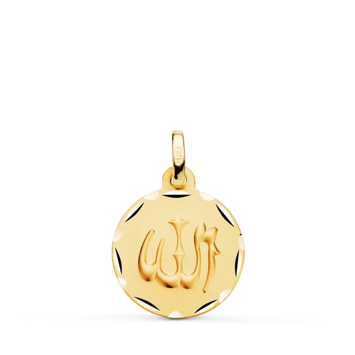 [PP1046] 18K MEDALLA ORO AMARILLO ALÁ ES GRANDE TALLADA Y MATIZADA 16 MM