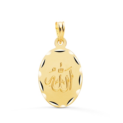 [PP1048] 18K MEDALLA ORO AMARILLO ALA ES GRANDE OVAL TALLADA Y MATIZADA 22X14 MM