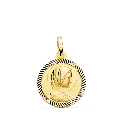 [PP1159] 18K MEDALLA VIRGEN NIÑA FRANCESA HELICE 14 MM