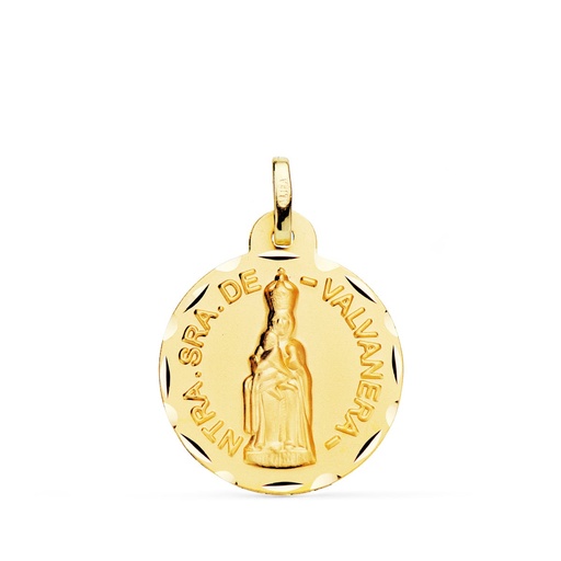 [PP1570] 18K MEDALLA ORO AMARILLO NUESTRA SEÑORA DE VALVANERA TALLADA 20 MM