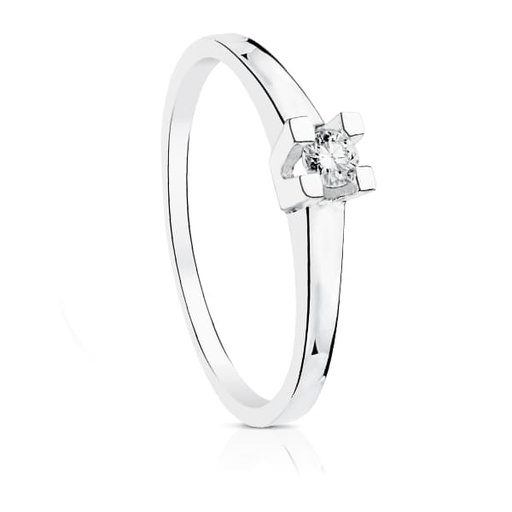 [PP1847.010] 18K SOLITARIO ORO BLANCO DIAMANTE TALLA BRILLANTE 0.100 QTS. G-VS2