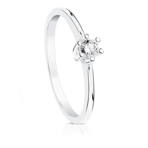 [PP1876.010] 18K SOLITARIO DIAMANTE TALLA BRILLANTE ORO BLANCO 0.100 QTS. SI-H