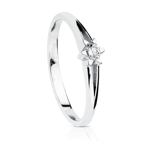 [PP1885.010] 18K SOLITARIO DIAMANTES TALLA BRILLANTE ORO BLANCO 0.100 QTS. SI-H