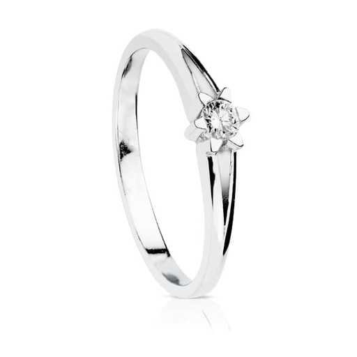 [PP1885.015] 18K SOLITARIO DIAMANTE TALLA BRILLANTE ORO BLANCO 0.150 QTS. SI-H