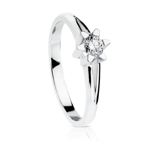 [PP1885.020] 18K SOLITARIO DIAMANTE TALLA BRILLANTE ORO BLANCO 0.200 QTS. SI-H