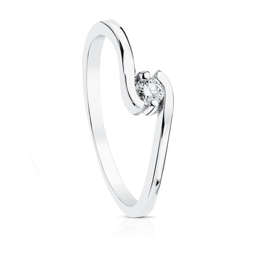 [PP1888.010] 18K SOLITARIO ORO BLANCO DIAMANTE TALLA BRILLANTE 0.100 QTS. G-VS2