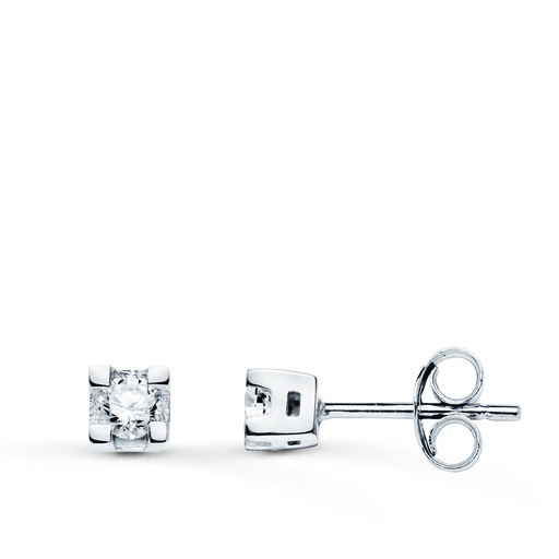 [PP1896.010-1] 18K PENDIENTES ORO BLANCO CON DIAMANTES TALLA BRILLANTE 0.20 QTS. SI-H