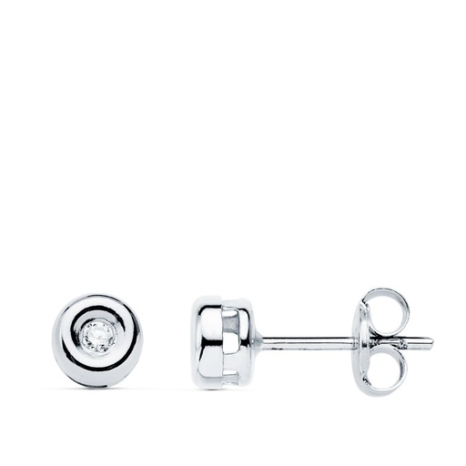[PP1900-OBP170] 18K PENDIENTES ORO BLANCO CHATON DIAMANTES 0.040 QTS. G-VS2. CIERRE PRESION