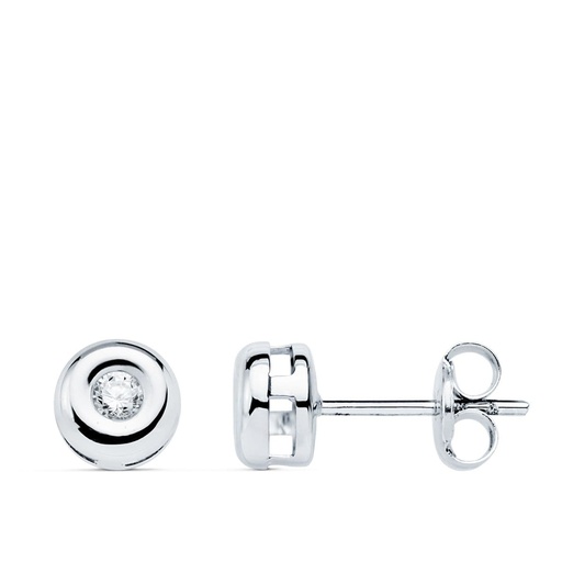 [PP1900-OBP220] 18K PENDIENTES CHATON DIAMANTES 0.100 QTS. G-VS2. CIERRE PRESION
