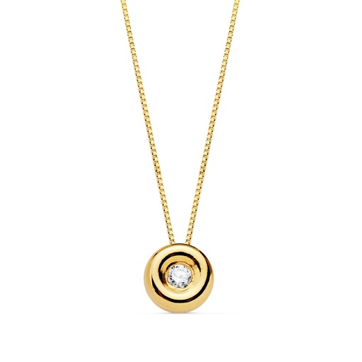 [PP1901-OA150] 18K GARGANTILLA ORO AMARILLO CHATON DIAMANTE 0.015 QTS. G-VS2 CADENA 42 CM