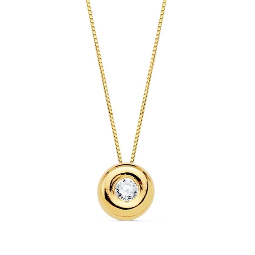 [PP1901-OA220] 18K GARGANTILLA ORO AMARILLO CHATON DIAMANTE 0.050 QTS. G-VS2. CADENA 42 CM