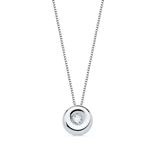 [PP1901-OB150] 18K GARGANTILLA ORO BLANCO CHATON DIAMANTE 0.015 QTS. G-VS2 CADENA 42 CM