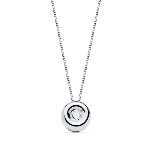 [PP1901-OB170] 18K GARGANTILLA ORO BLANCO CHATON DIAMANTE 0.020 QTS. G-VS2. CADENA 42 CM