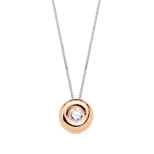 [PP1901-OR220] 18K GARGANTILLA ORO ROSA CHATON DIAMANTE 0.050 QTS. G-VS2 CADENA 42 CM